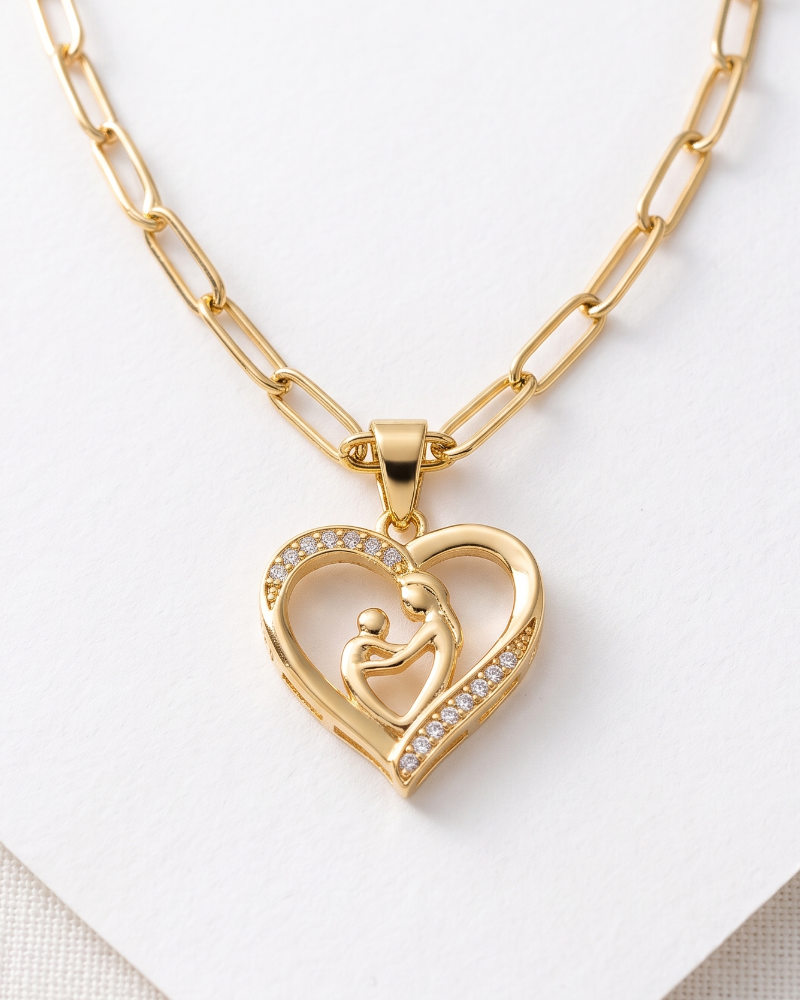 Collar Madre e Hija Dorado con Zirconias