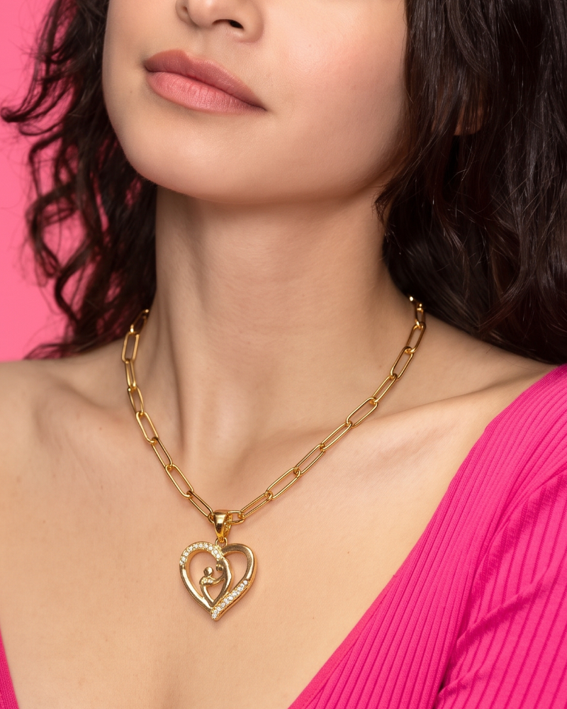 Collar Madre e Hija Dorado con Zirconias